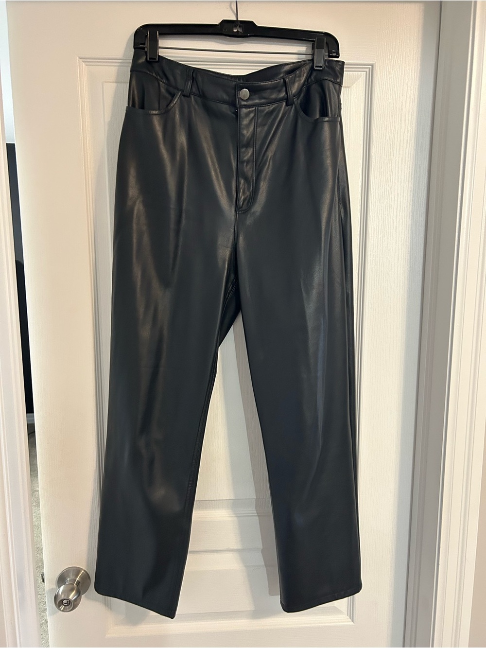 Dynamite women’s  navy blue Faux Leather Straight-Leg Pants